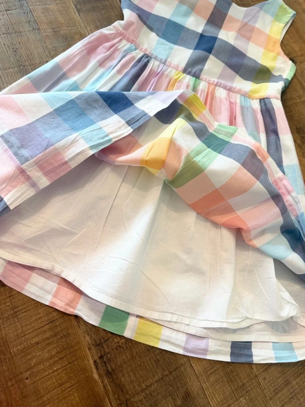 GAP Rainbow Plaid V Back Dress. Girl’s Sz-M (8) Cotton| Picnic | Summer. EUC